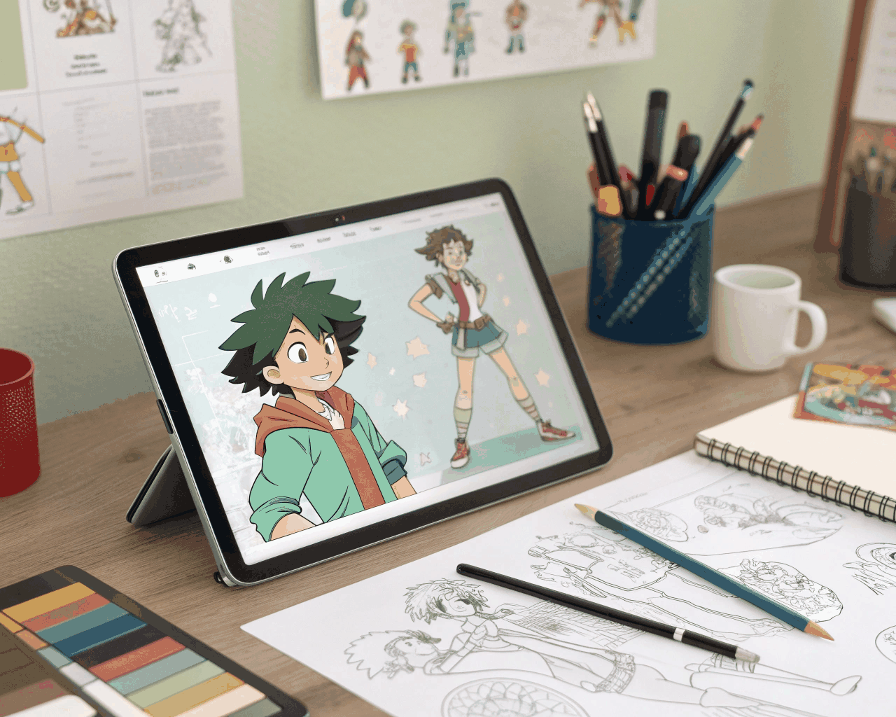 Anime-Style Character Sheet for Webcomic and Animation