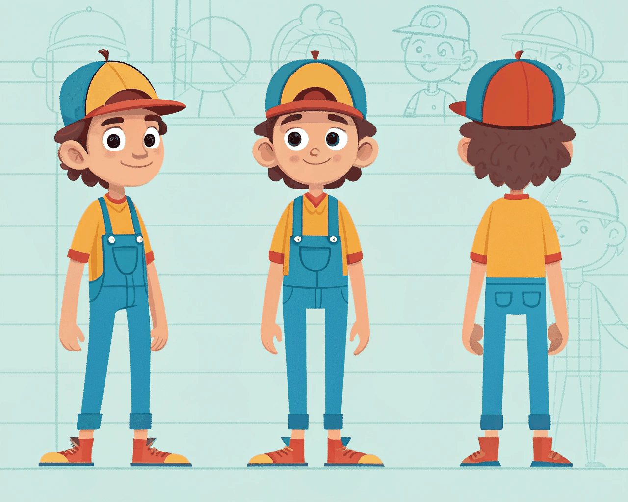 Cartoon Character Turnaround Sheet for Animation Pre-Production