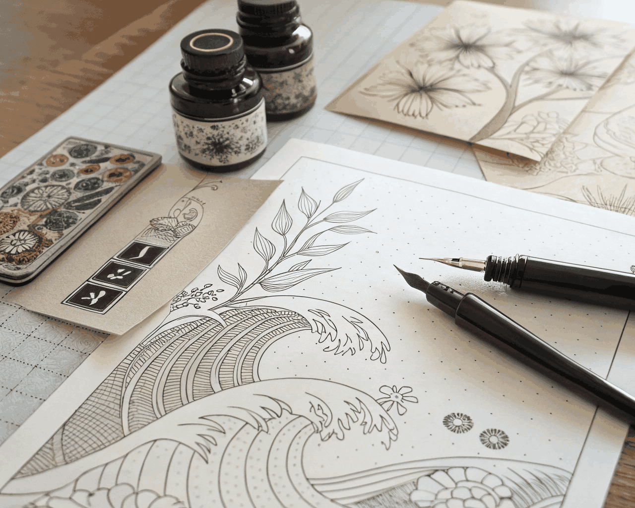 Custom Illustrated Album Cover Art in Hand-Drawn Ink Style