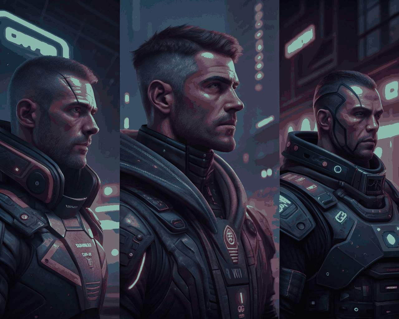 Cyberpunk Character Portrait with Alternate Gear Loadouts