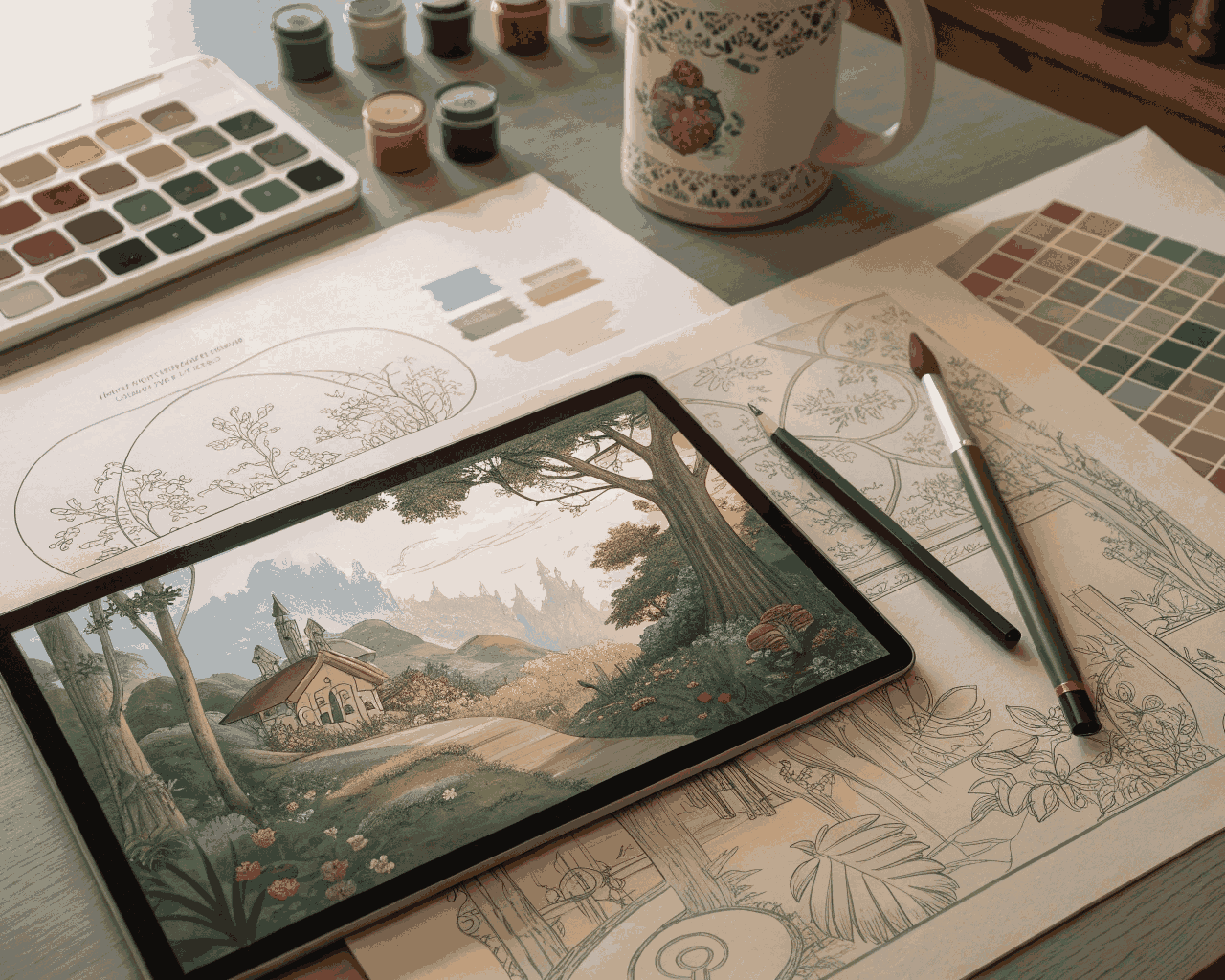 Detailed Full-Scene Illustration Design