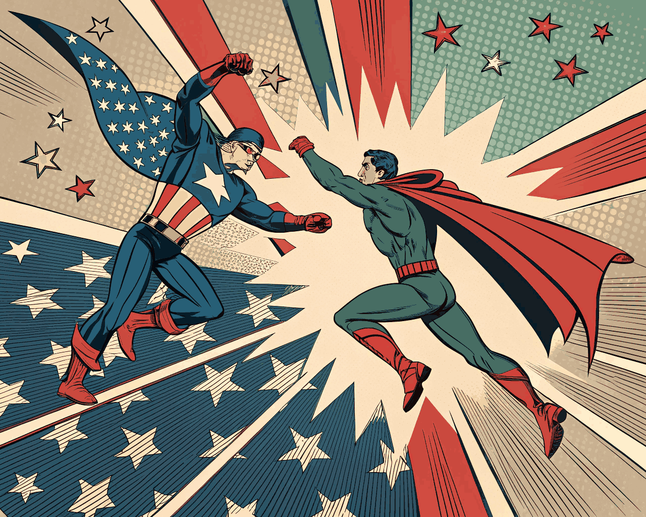 Dynamic Action Page Art for Superhero Comic Books