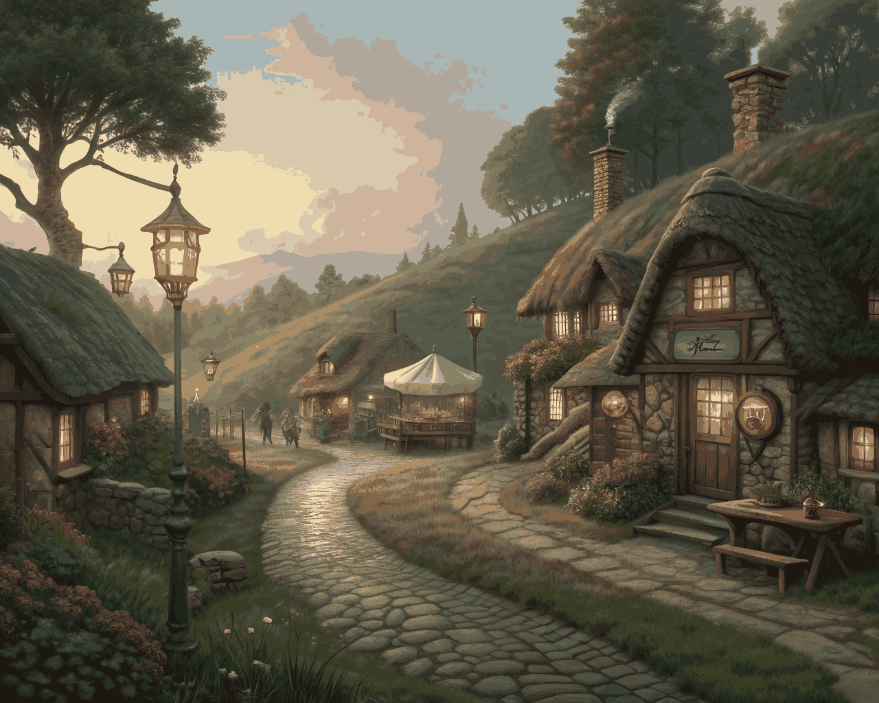 Fantasy Village Painting for Tabletop RPG Campaigns