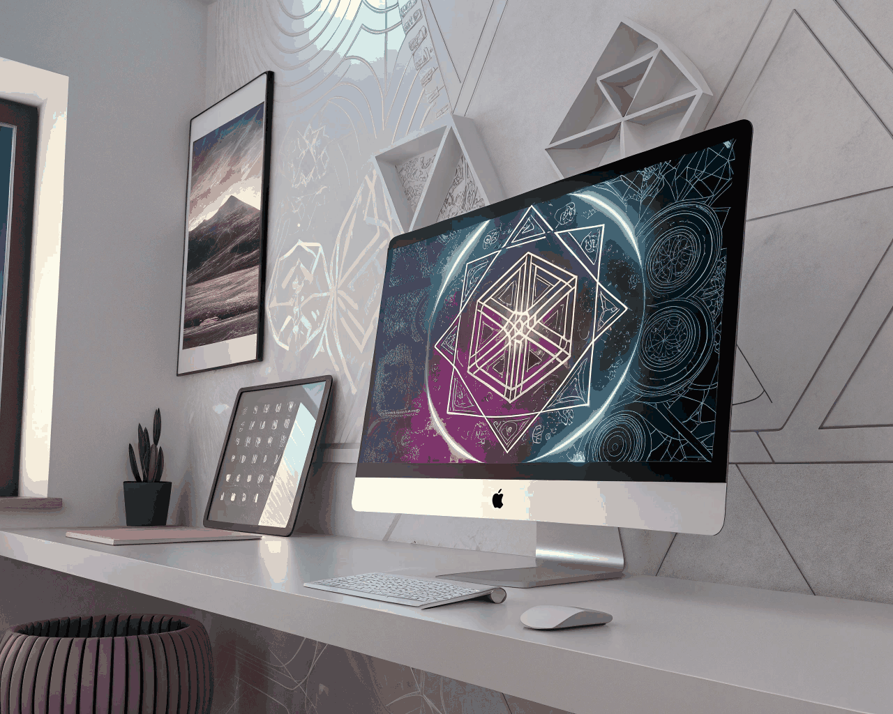 Geometric Abstract Book Cover Art for Sci-Fi & Tech Non-Fiction