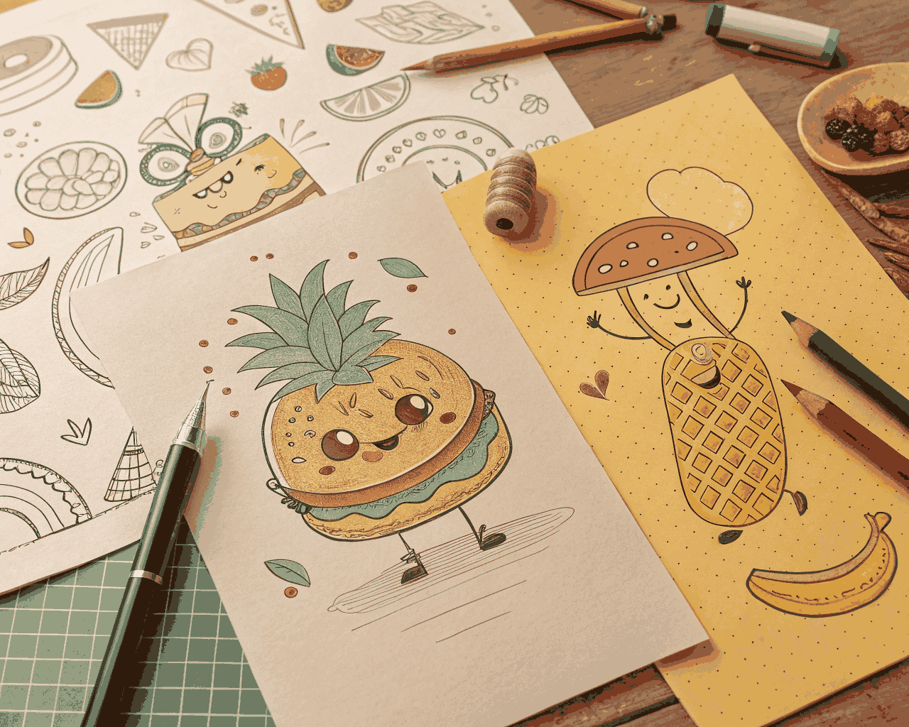 Hand-Drawn Custom Mascot Icons for Food and Beverage Brands