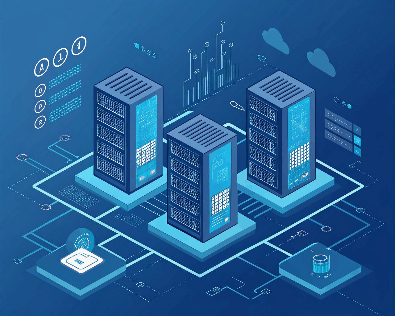 Isometric Data Center or Network Infrastructure Diagram