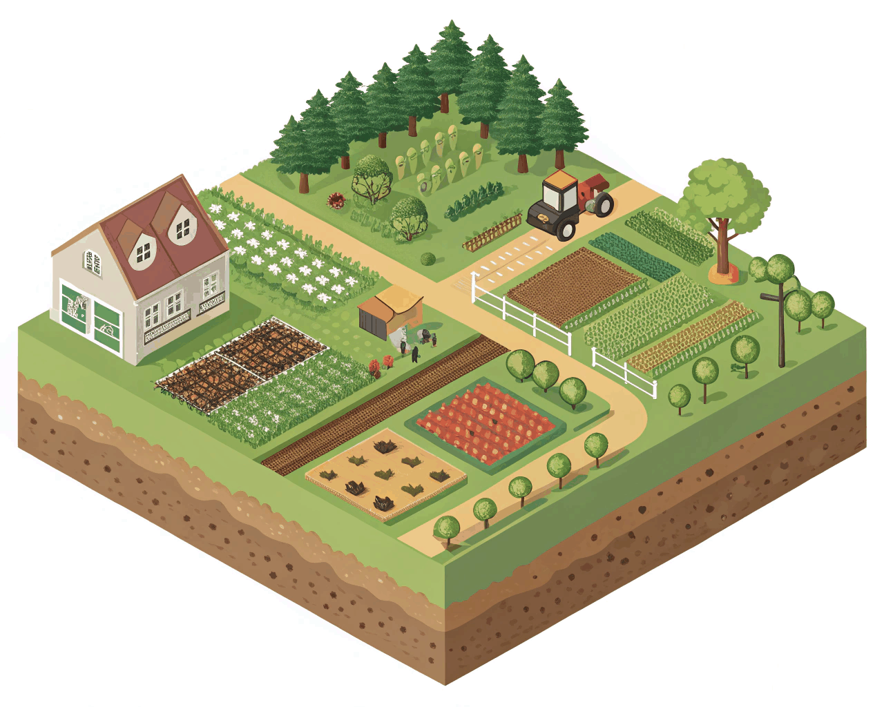 Isometric Farm or Supply Chain Scene for Agriculture Tech
