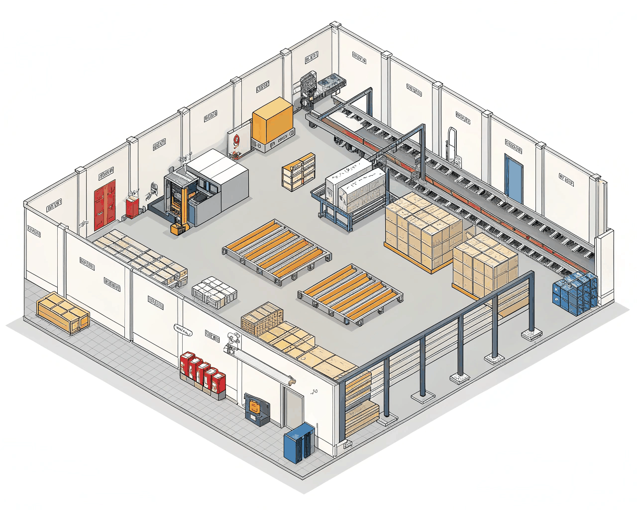 Isometric Process Diagram for Manufacturing or Logistics