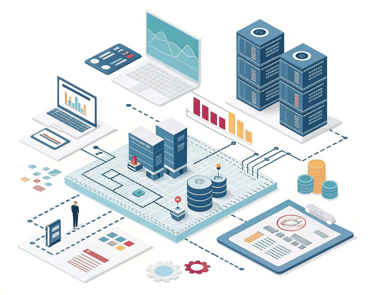 Isometric Tech and Infrastructure Icon Set for Presentations
