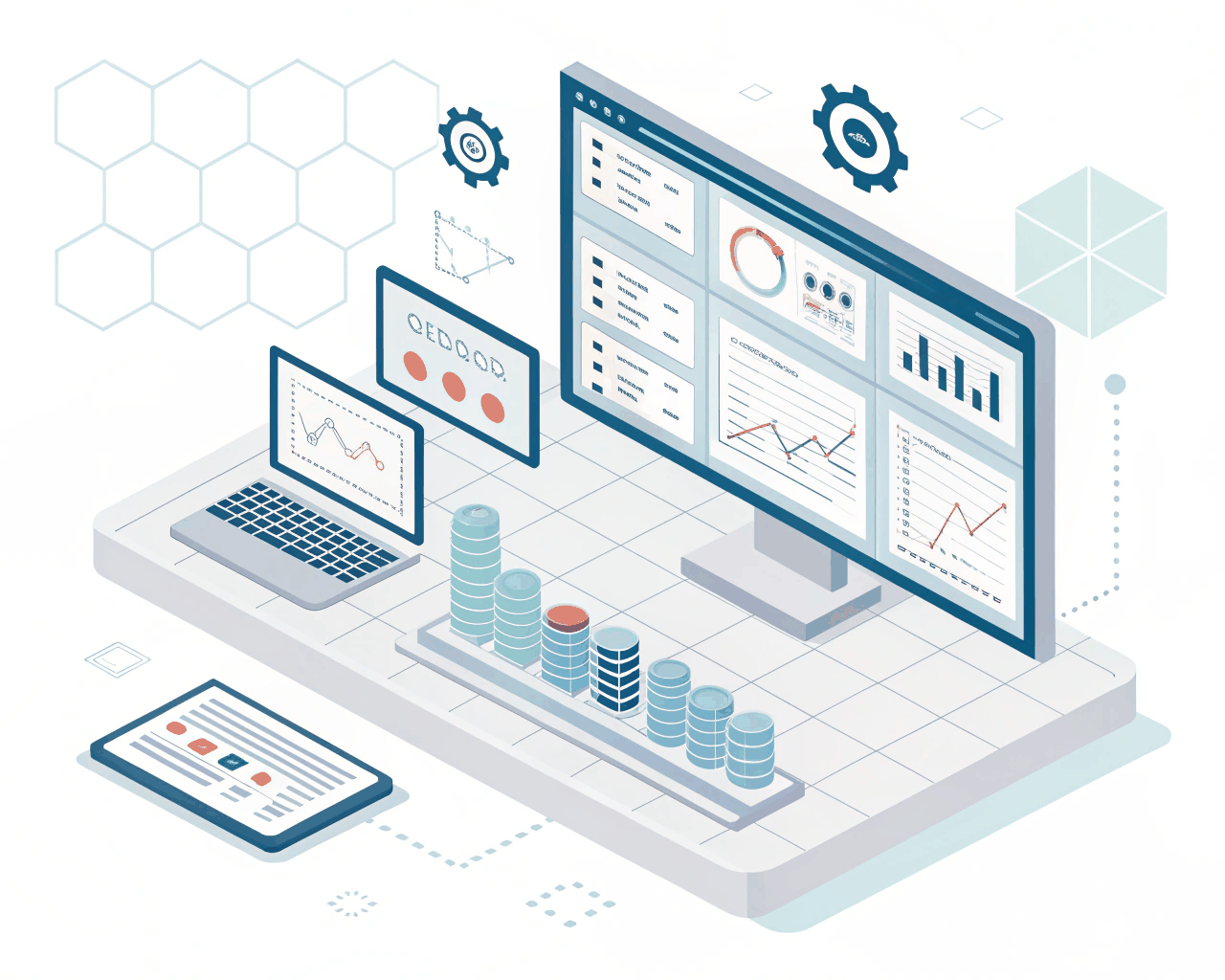 Isometric Tech Dashboard Illustration for SaaS Platforms