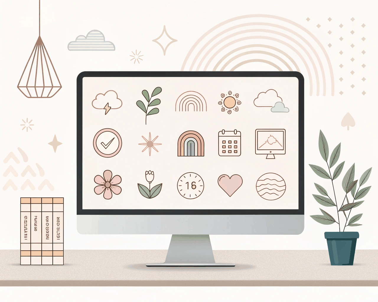 Line Art Interface Icon Set for Wellness and Health Apps