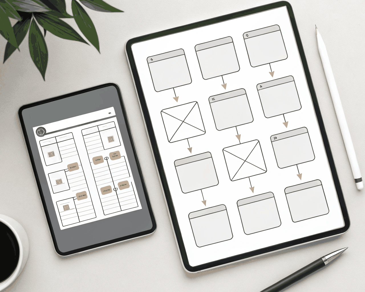 Low-Fidelity Wireframe Kit for Mobile App Concept Development