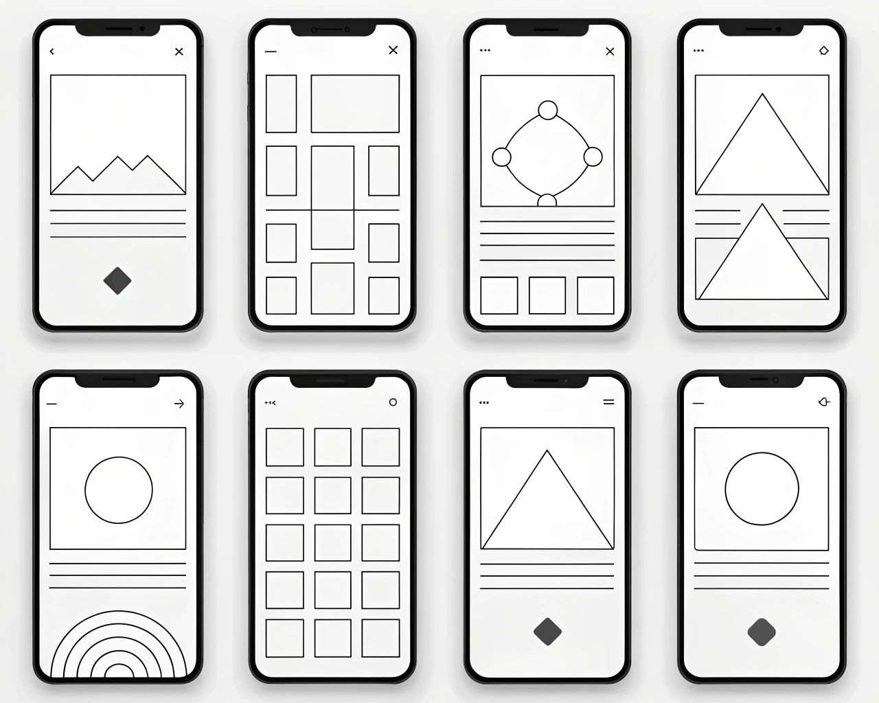 Low-Fidelity Wireframe Set for Mobile App Concept Validation