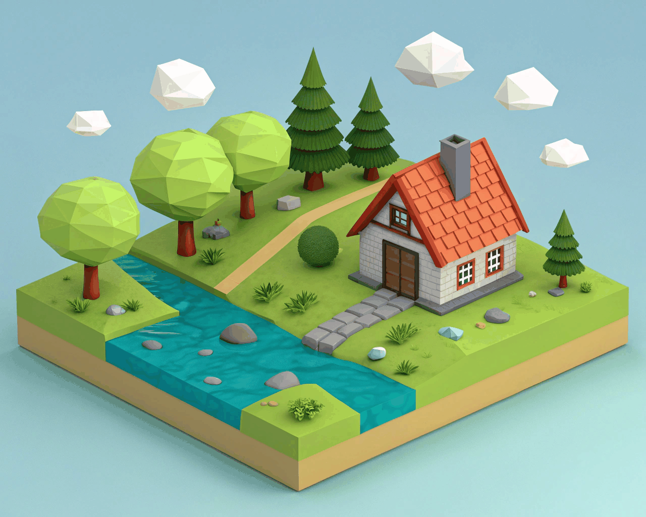 Low-Poly Stylized Environment for Mobile Game Assets