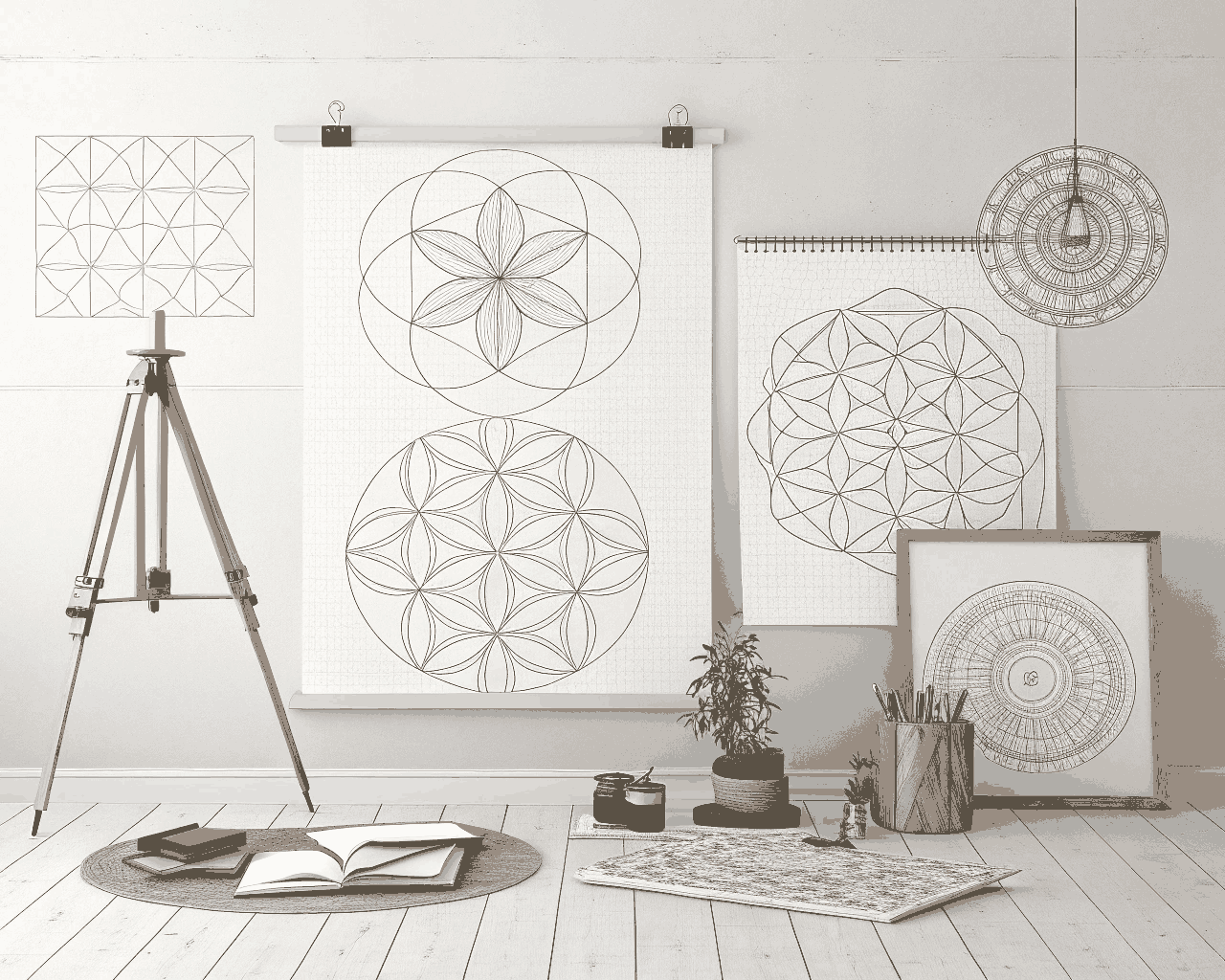 Minimalist Line Art Repeat Design for Packaging and Labels