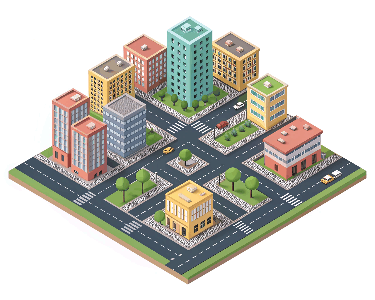 Modular Isometric City Tile Set for Game Developers