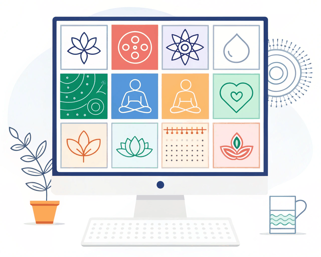 Modular Line Art Icon Set for Health & Wellness Apps