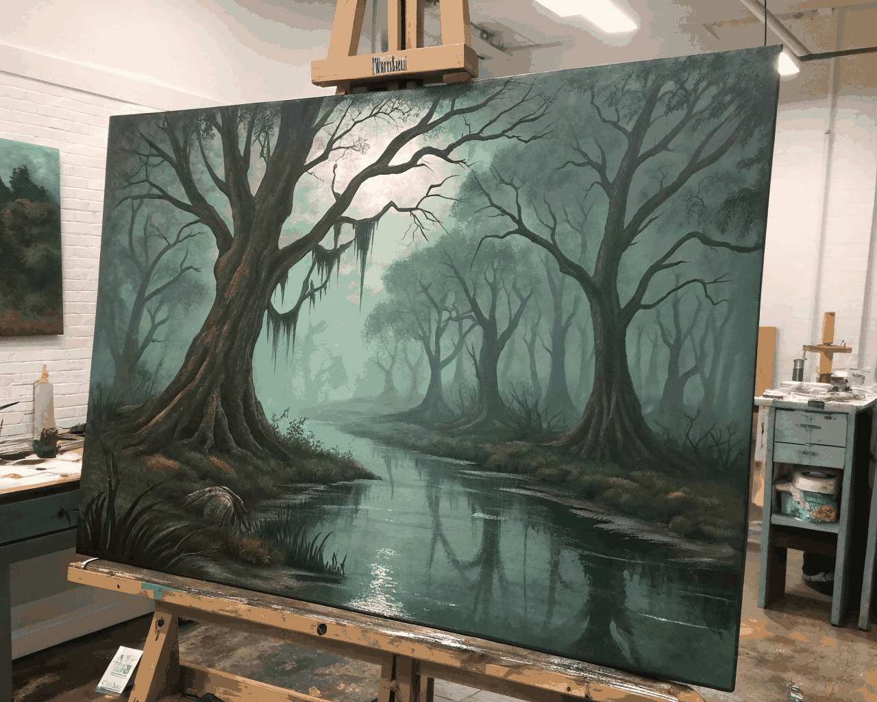 Moody Fantasy Swamp Scene in Painterly Style