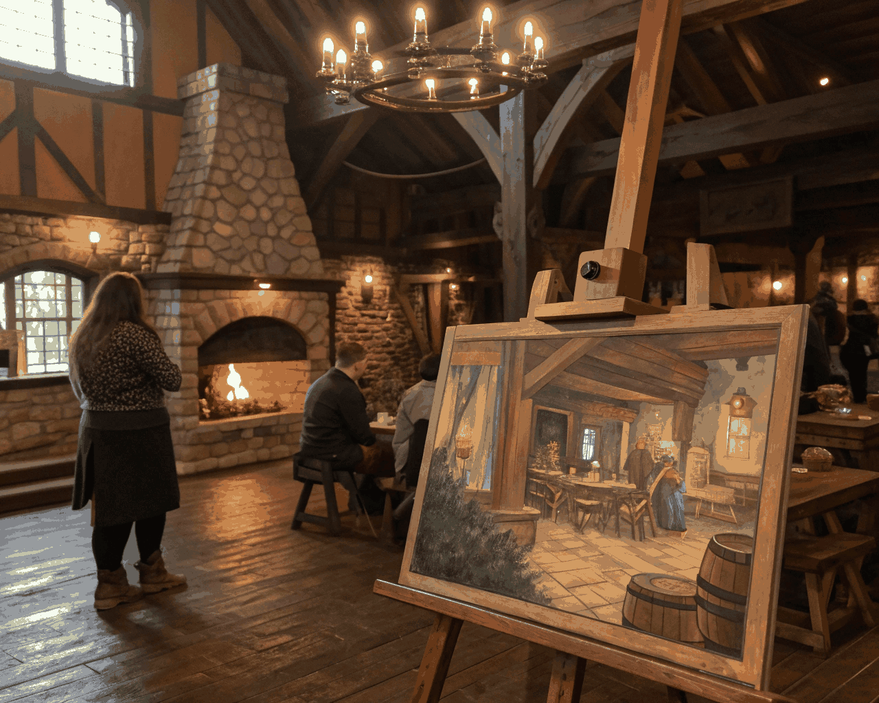 Painterly Fantasy Tavern Interior for Novel Cover Art