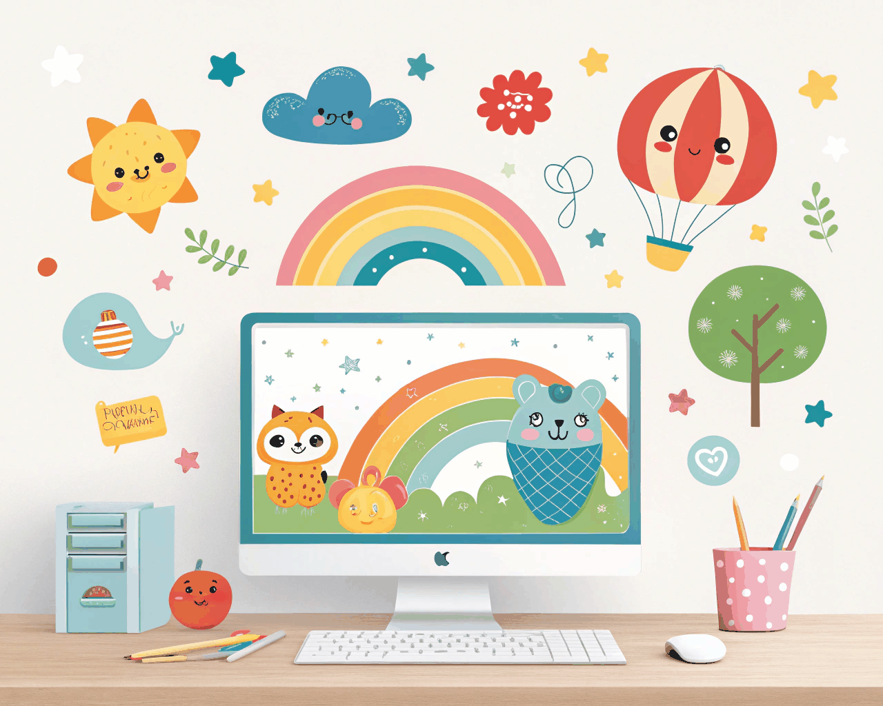 Playful Cartoon Style Icon Set for Children's EdTech and Gaming Apps