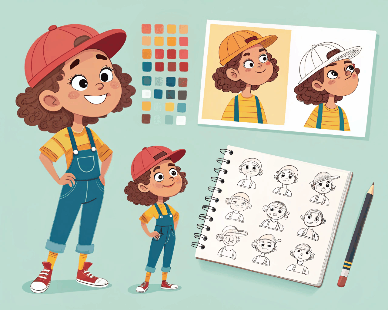 Playful Character Design Sheets for Children's Book Series