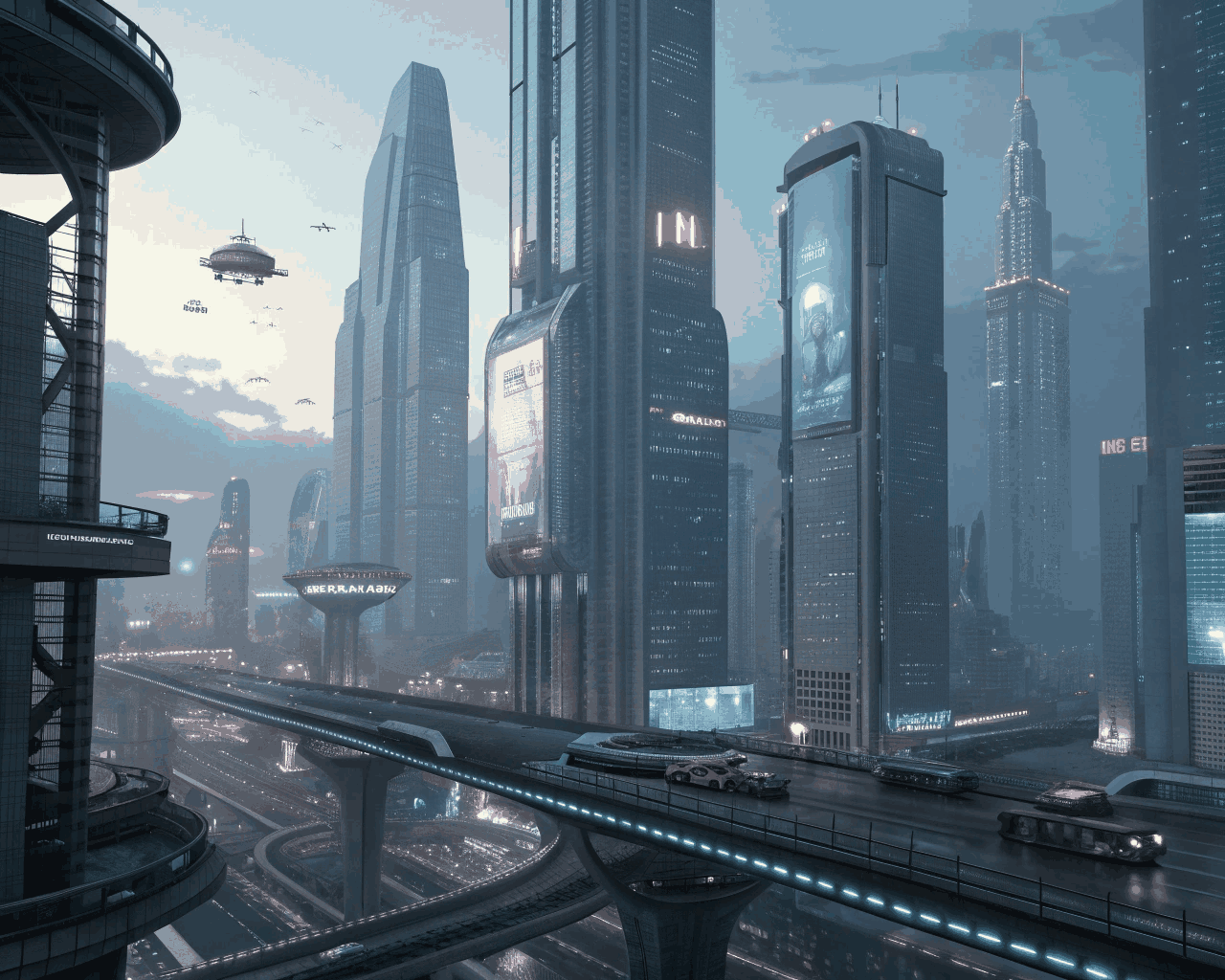 Sci-Fi Cityscape Concept Art for Video Game World Building