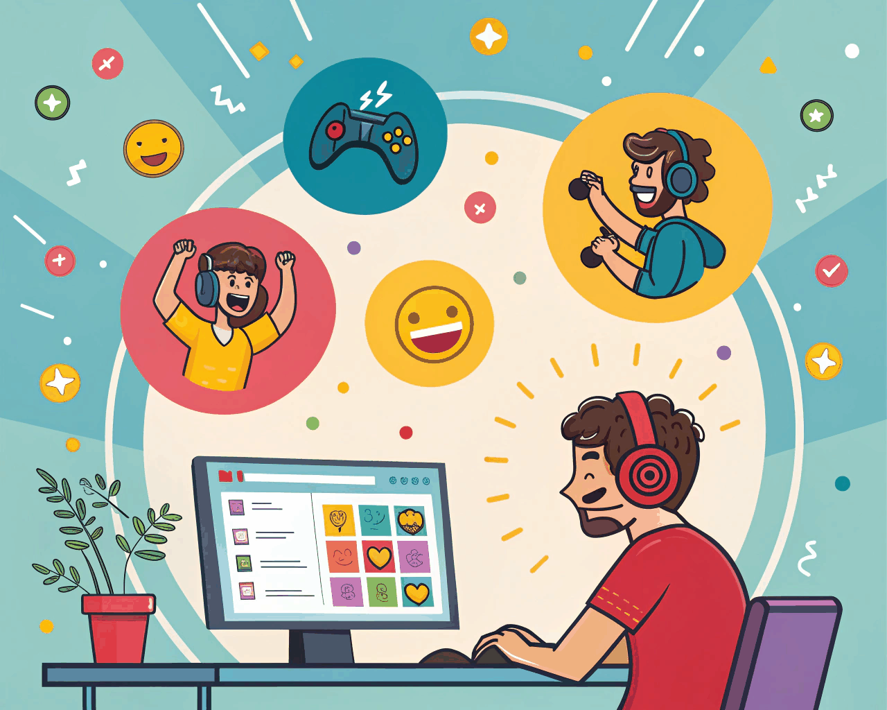 Streamer Avatar and Emote Set in Cartoon Style