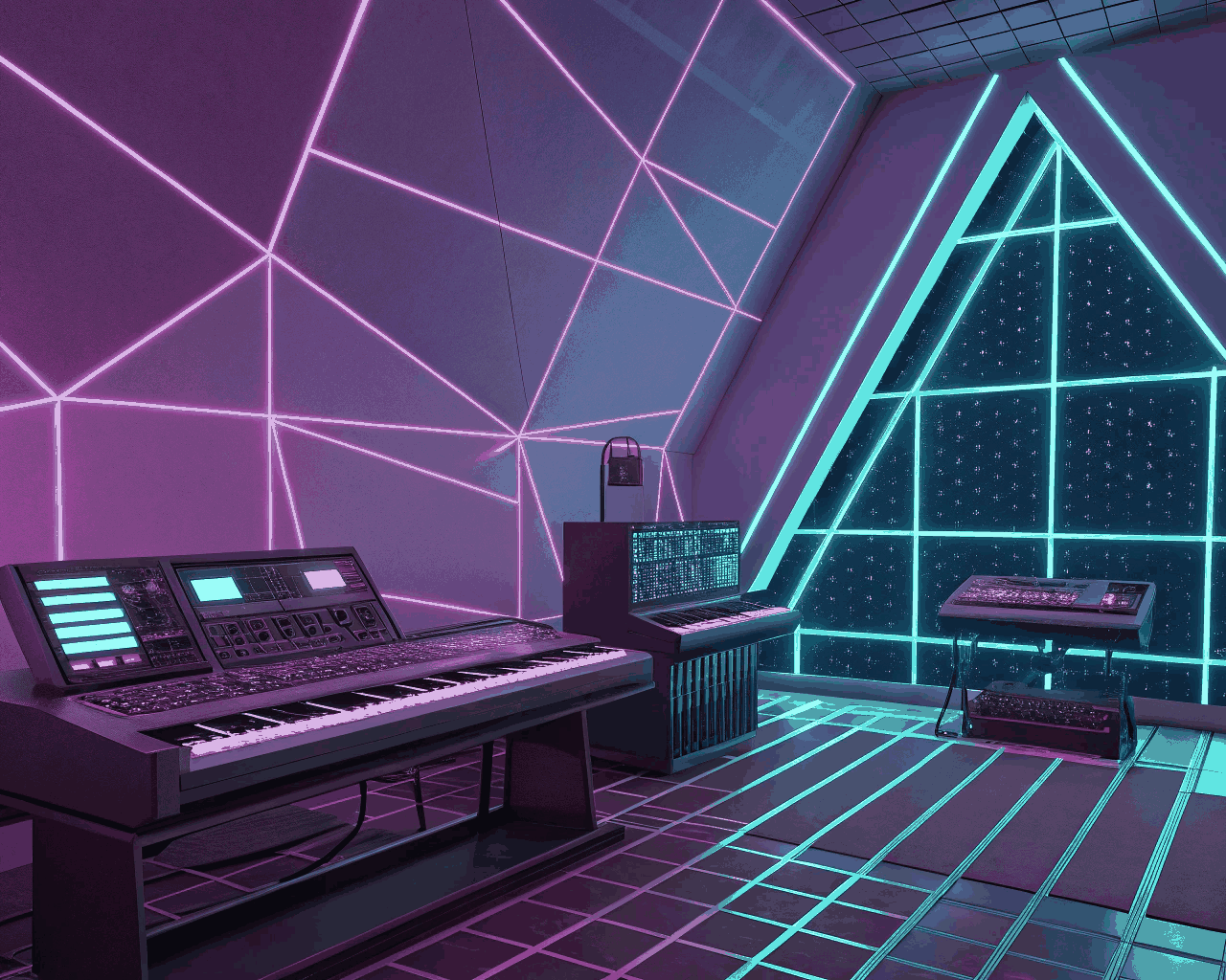 Synthwave and Retro Electro Instrumental Track Composition