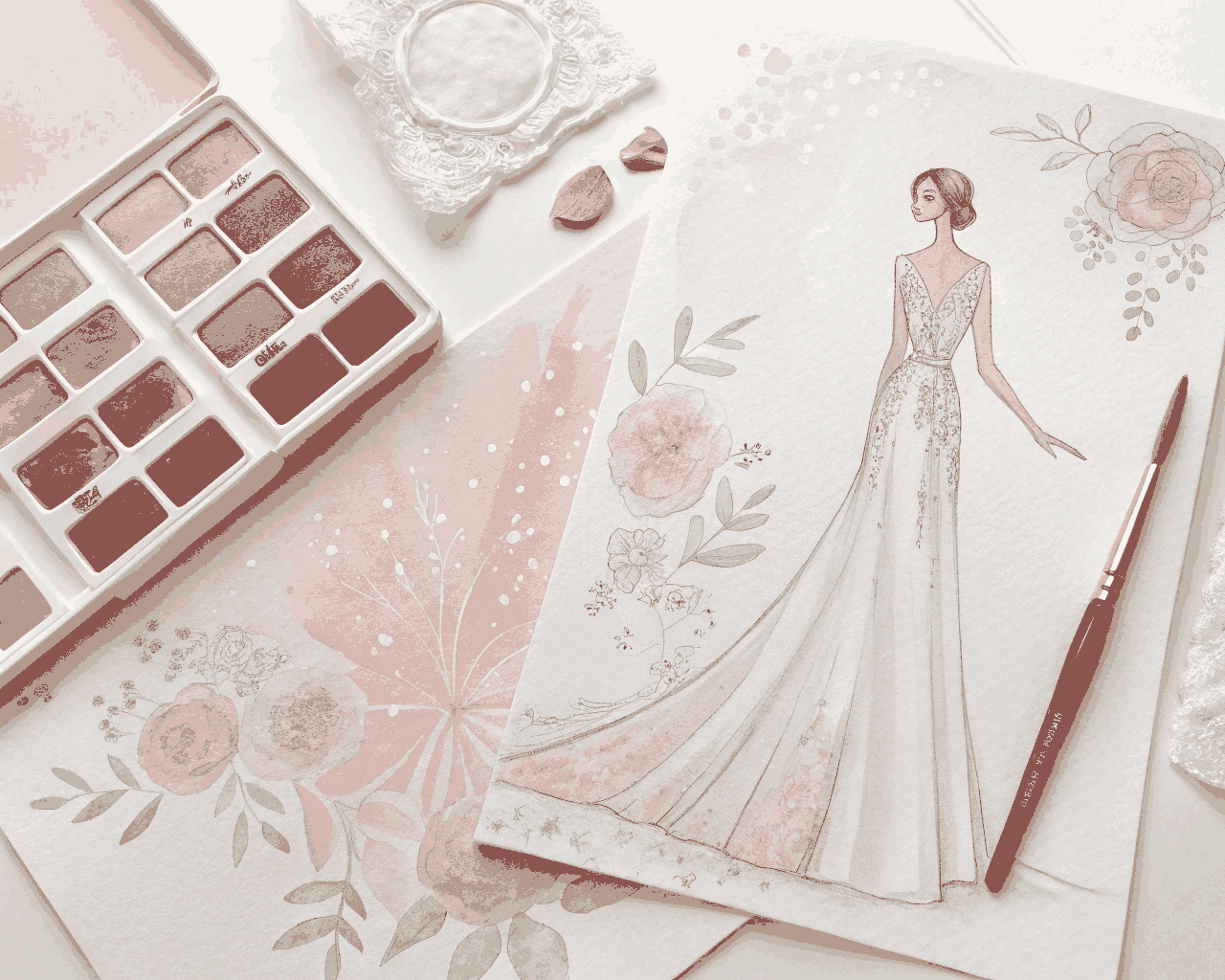 Watercolor Fashion Illustration for Bridal and Evening Wear Boutiques