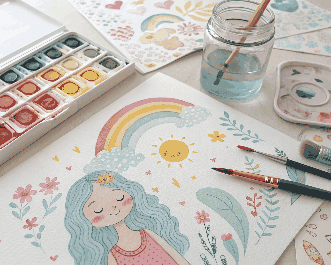 Whimsical Watercolor Character Design for Early Reader Books